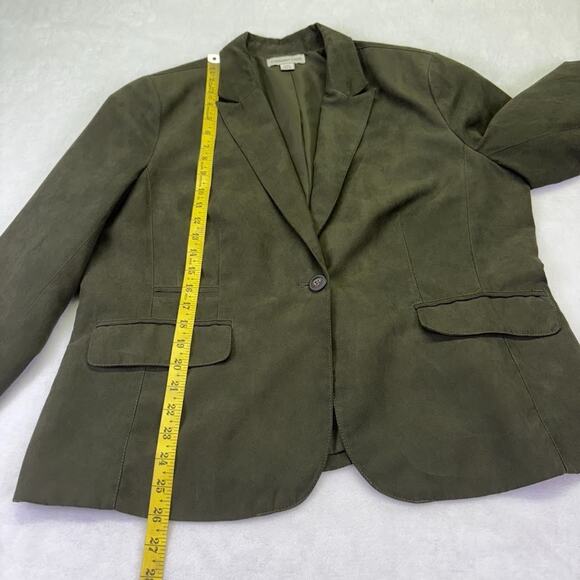 Coldwater Creek One Button Faux Suede Olive Green Blazer Jacket Size L (14-16) - Picture 6 of 11